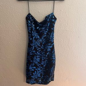 Black dress with blue sequence